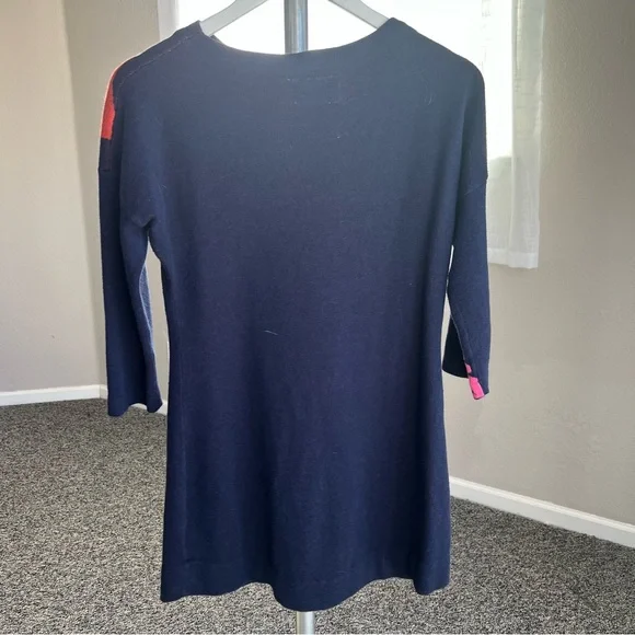 Anthropologie Field & Flower Navy Sweater with Pink Floral Design - Picture 3 of 8